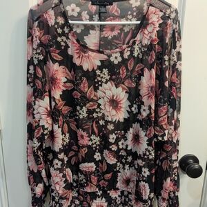 Floral Sheer Long Sleeve Blouse